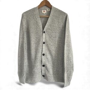 Levi's Unisex Unique Grey Linen, Hemp & CottonCardigan Sweater